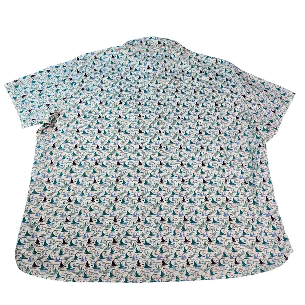 Johnston & Murphy Men's Sz XXXL Sailboat Nautical Print Cotton Button Down Shirt